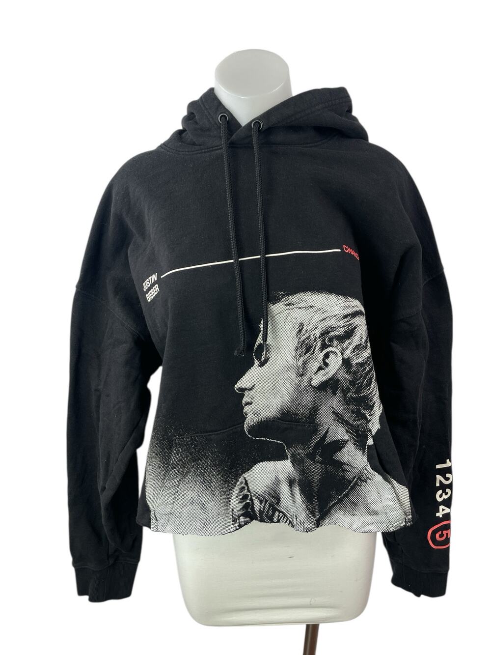 H&M x Justin Beiber Women's Black Hoodie Hooded Relaxed Sweatshirt Top Size L